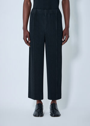 LN-CC® - Homme Plissé Issey Miyake: Pinstripe Wide-Leg Trousers - Black Homme Plissé Issey Miyake Pinstripe Wide-Leg Trousers Black hmp0164006