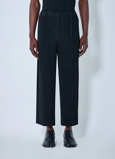 LN-CC® - Homme Plissé Issey Miyake: 细条纹阔腿裤 - 黑色 Homme Plissé Issey Miyake 细条纹阔腿裤 黑色 hmp0164006