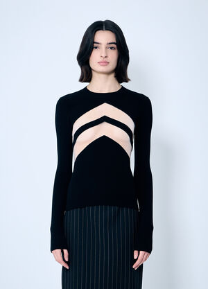 Jean Paul Gaultier Rib Sweater With Transparent Panels Black jpg0259013