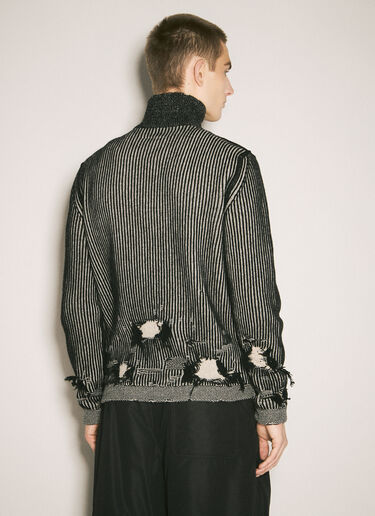 LN-CC® - MM6 Maison Margiela: Ribbed Wool Cardigan - Black MM6 Maison Margiela Ribbed Wool Cardigan Black mmm0158003