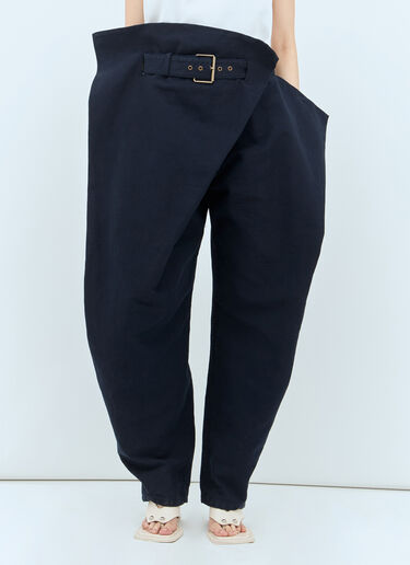LN-CC® - JW Anderson: Fold-Over Pants - Navy JW Anderson Fold-Over Pants Navy jwa0257005