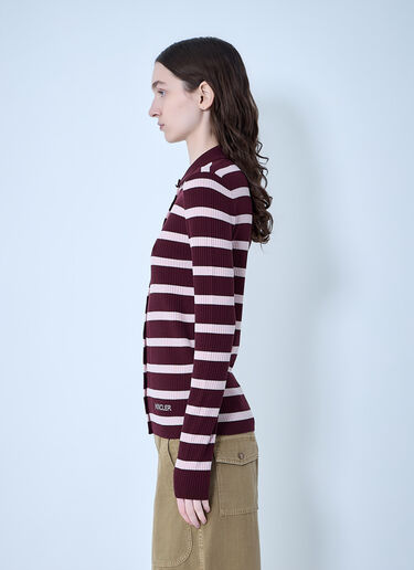 LN-CC® - Moncler: Ribbed Knit Striped Cardigan - Pink Moncler Ribbed Knit Striped Cardigan Pink mon0264032