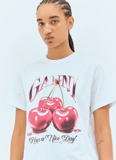 LN-CC® - Ganni: Logo Print T-Shirt - White Ganni Logo Print T-Shirt White gan0258008