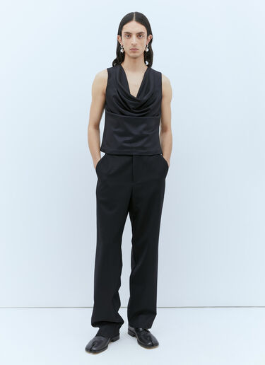 LN-CC® - Aaron Esh: Draped Wool Top - Black Aaron Esh Draped Wool Top Black ash0154005
