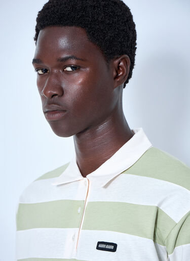 LN-CC® - Miu Miu: Striped Jersey Polo Shirt - Yellow Miu Miu Striped Jersey Polo Shirt Yellow miu0165004