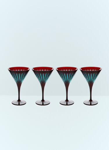 LN-CC® - L'Objet: Set Of Four Prism Martini Glasses - Burgundy L'Objet Set Of Four Prism Martini Glasses Burgundy wps0691631