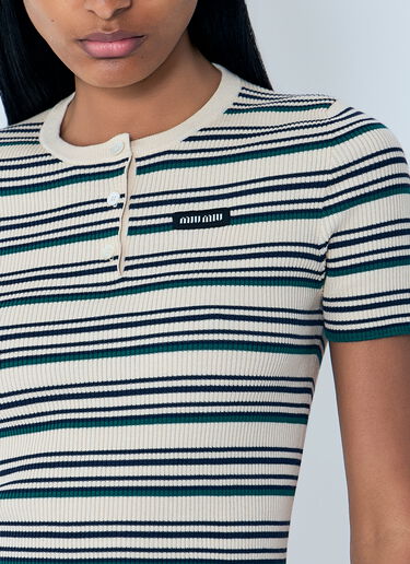 Miu Miu Stripes T-Shirt Beige miu0264013