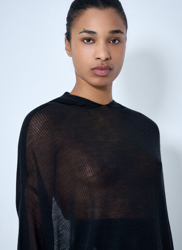 LN-CC® - Rick Owens: Mesh Knit Hoodie - Black Rick Owens Mesh Knit Hoodie Black ric0264012