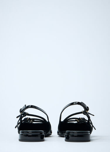 LN-CC® - Miu Miu: 페이턴트 가죽 슬링백 발레리나 플랫 - 블랙 Miu Miu 페이턴트 가죽 슬링백 발레리나 플랫 블랙 miu0261015