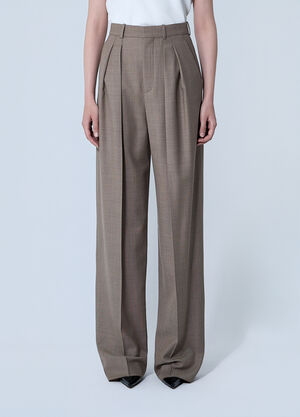 Saint Laurent Wool Chiné Pants Beige sla0260073