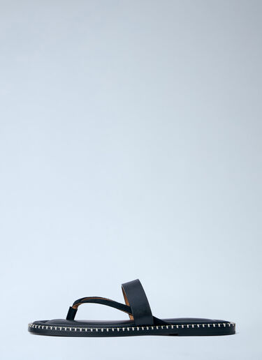 LN-CC® - Dries Van Noten: Leather Thong Sandals - Black Dries Van Noten Leather Thong Sandals Black dvn0163032