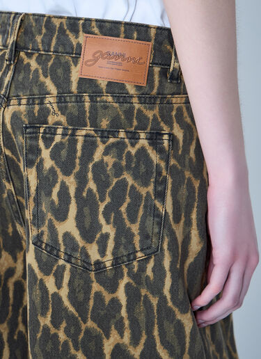 GANNI Print Denim Baggy Jeans Brown gan0263017