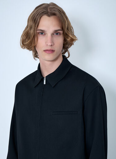 LN-CC® - Jacquemus: Zip-Front Cotton Shirt - Black Jacquemus Zip-Front Cotton Shirt Black jac0164016