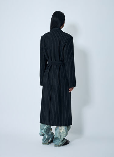 Acne Studios 束带细条纹大衣  黑色 acn0262014