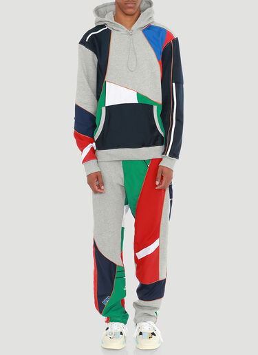 LN-CC® - Ahluwalia Studio: Patchwork Hooded Sweater - Grey Ahluwalia Studio Patchwork Hooded Sweater Grey ahl0140007