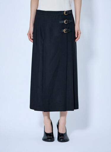 Chloé Virgin Wool Skirt with Buckles Black chl0263021
