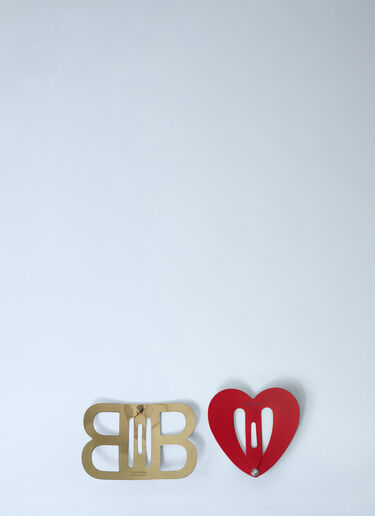 LN-CC® - Balenciaga: Set Of Two Bazr Lov BB Hair Clips - Red Balenciaga Set Of Two Bazr Lov BB Hair Clips Red bal0262032