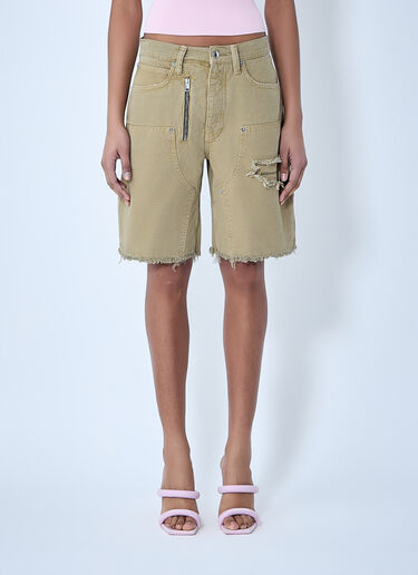 LN-CC® - Alexander Wang: Frayed Hem Denim Shorts - Beige Alexander Wang Frayed Hem Denim Shorts Beige awg0264012