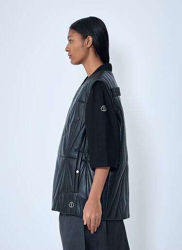 LN-CC® - Moncler + Rick Owens: ジオカモ フライト レザー フーデッド ジレ - ブラック Moncler + Rick Owens ジオカモ フライト レザー フーデッド ジレ ブラック mcs0363008