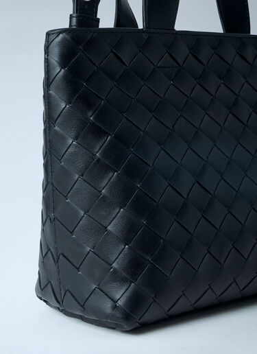 LN-CC® - Bottega Veneta: Mini Intrecciato Zipped Tote Bag - Black Bottega Veneta Mini Intrecciato Zipped Tote Bag Black bov0163005