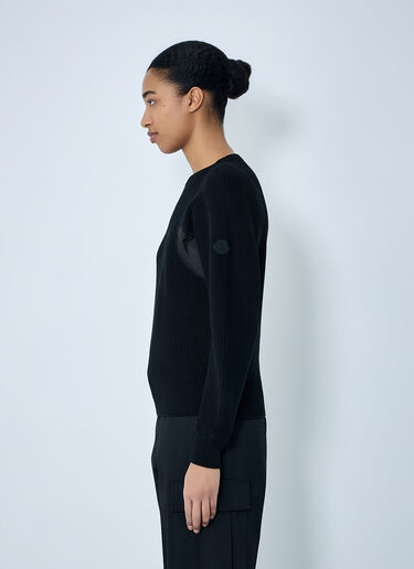 Moncler Ribbed Knit Sweater with Contrast Panels Black mon0263048