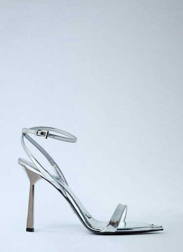 Prada Leather Heeled Sandals Silver pra0262020