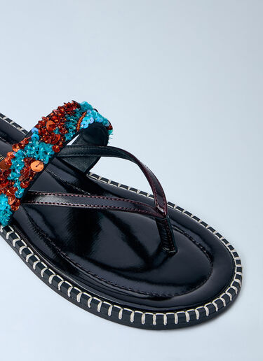 Dries Van Noten Embellished Whipstitched Leather Sandals Blue dvn0263030