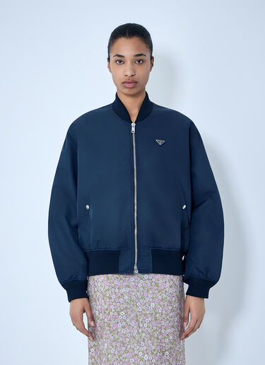 LN-CC® - Prada: Zip-Up Bomber Jacket - Blue Prada Zip-Up Bomber Jacket Blue pra0264003