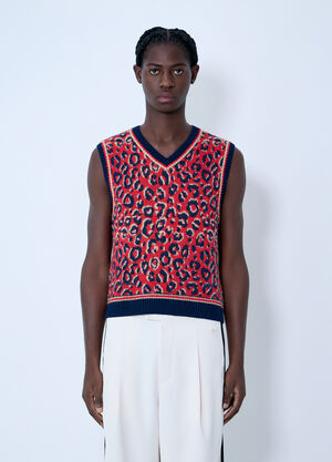 LN-CC® - adidas by Wales Bonner: Jacquard Sweater Vest - Red adidas by Wales Bonner Jacquard Sweater Vest Red awb0363003