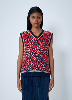 LN-CC® - adidas by Wales Bonner: Jacquard Sweater Vest - Red adidas by Wales Bonner Jacquard Sweater Vest Red awb0363003