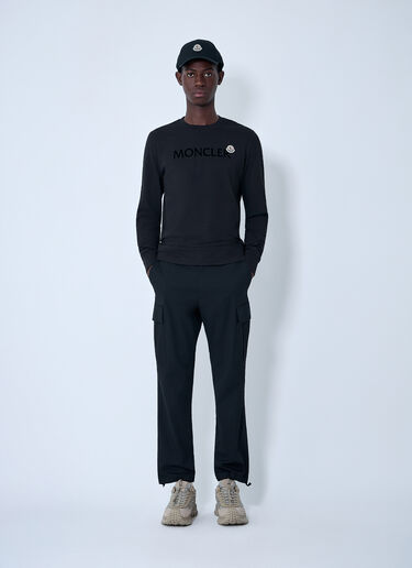 LN-CC® - Moncler: Logo Motif Sweatshirt - Black Moncler Logo Motif Sweatshirt Black mon0163040