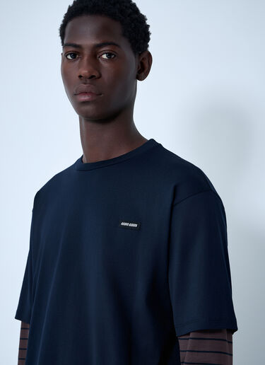 LN-CC® - Miu Miu: Logo Motif T-Shirt - Blue Miu Miu Logo Motif T-Shirt Blue miu0162005