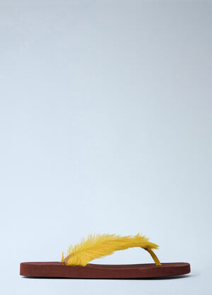 LN-CC® - Marni: Feather Embellished Sandals - Yellow Marni Feather Embellished Sandals Yellow mni0164008