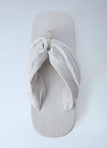 LN-CC® - Rick Owens DRKSHDW: Frayed Edge Thong Sandals - White Rick Owens DRKSHDW Frayed Edge Thong Sandals White drk0164036