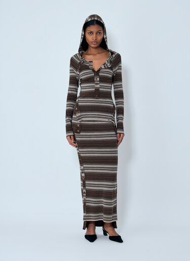 LN-CC® - Miss Sixty x KNWLS: Stripe Knit Maxi Skirt - Brown Miss Sixty x KNWLS Stripe Knit Maxi Skirt Brown msk0263014