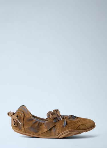 LN-CC® - Acne Studios: Lace-Up Suede Flats - Brown Acne Studios Lace-Up Suede Flats Brown acn0264013