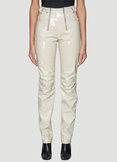 LN-CC® - GmbH: High Waist Vinyl Pants - Beige GmbH High Waist Vinyl Pants Beige gmb0238003