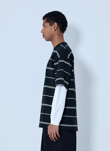 Comme des Garçons Homme ストライプ コットン ジャージー Tシャツ 黒 cdh0164003