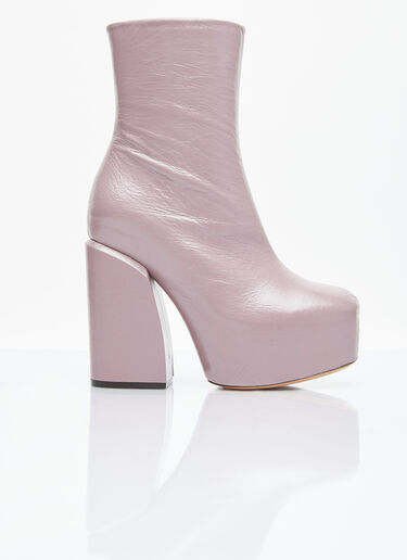 LN-CC® - Dries Van Noten: Platform Heel Leather Boots - Lilac Dries Van Noten Platform Heel Leather Boots Lilac dvn0254035