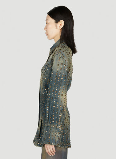 LN-CC® - Blumarine: 스터디드 데님 재킷 - 블루 Blumarine 스터디드 데님 재킷 블루 blm0252034