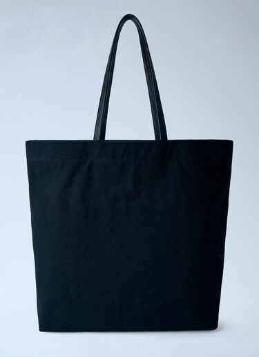 The Row Tori Leather-Trimmed Canvas Tote Bag Black row0365002