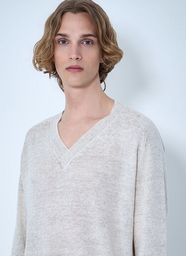 LN-CC® - Our Legacy: V-neck Knit Sweater - Cream Our Legacy V-neck Knit Sweater Cream our0164069