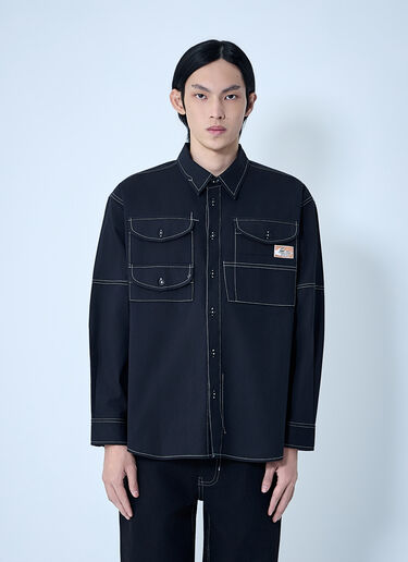 LN-CC® - Story mfg.: Contrast Stitch Utility Shirt - Black Story mfg. Contrast Stitch Utility Shirt Black str0163002