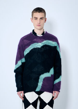 LN-CC® - NÒMARYTHM TEXTILE: 手工针织马海毛混纺毛衣 - 紫色 NÒMARYTHM TEXTILE 手工针织马海毛混纺毛衣 紫色 nma0158007
