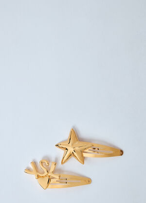 Saint Laurent Cassandre Hair Clips Gold sla0259056