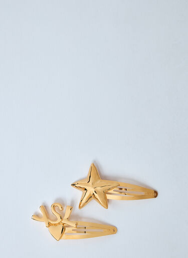 LN-CC® - Saint Laurent: Cassandre Hair Clips - Gold Saint Laurent Cassandre Hair Clips Gold sla0259056