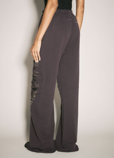LN-CC® - MM6 Maison Margiela: Distressed Track Pants - Purple MM6 Maison Margiela Distressed Track Pants Purple mmm0258003