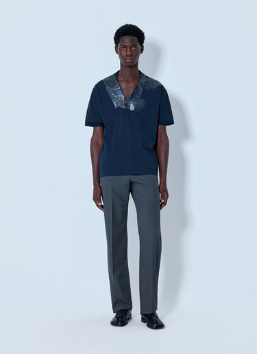 LN-CC® - Maison Margiela: V-Neck Panel T-Shirt - Blue Maison Margiela V-Neck Panel T-Shirt Blue mla0164104