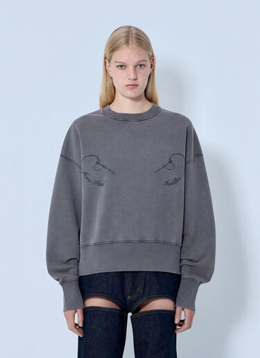 LN-CC® - Jean Paul Gaultier: Fleece Embroidered Sweatshirt - Grey Jean Paul Gaultier Fleece Embroidered Sweatshirt Grey jpg0264021