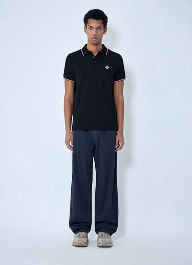 LN-CC® - Moncler: Logo Patch Polo Shirt - Black Moncler Logo Patch Polo Shirt Black mon0163035